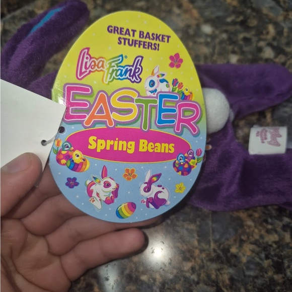 Lisa Frank Purple Stuffed Bunny with Blue Ears - Picture 9 of 10